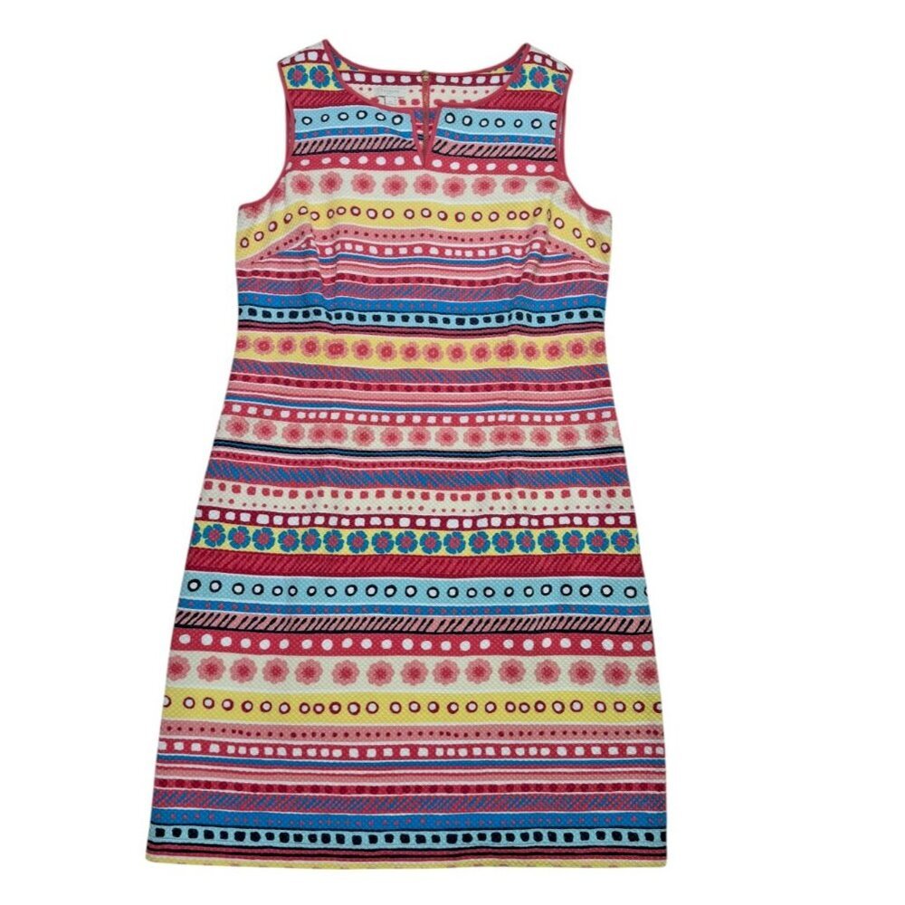 Talbots Sleeveless Textured Knit Dress Multicolor Exposed Zipper Size 14 - Picture 11 of 11